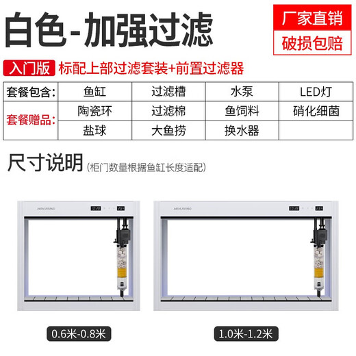 Fujian Jiang (minjiang) fish tank, aquarium, screen, living room, ecological landscaping, no need to change water, goldfish tank, ornamental arowana tank, turtle tank, aquatic plant tank, elegant white (fish farming gift pack + upgraded filtration) length 60*width 30*height 135 (fish tank+cabinet)