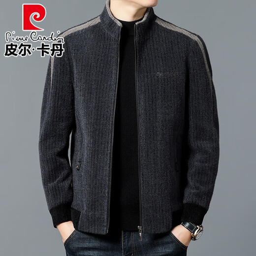 Pierre Cardin 2025 high-end woolen jacket men's autumn and winter fashionable casual wool jacket stand-up collar jacket middle-aged dad top camel M 170
