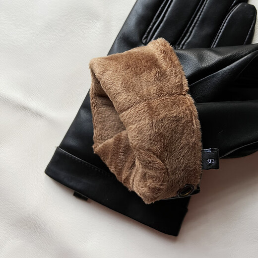 Gold Longyue Men's Lambskin Genuine Leather Gloves Touch Screen Thin Unlined Single Layer Soft Sheepskin Driving Outdoor Gloves Split Finger Spring Autumn Winter Plus Velvet Warm Black Plus Small Hand Repair Black L Unlined