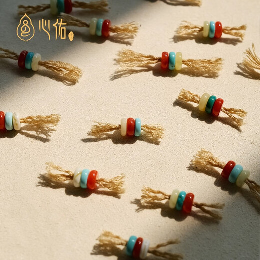 Xinyou Traffic Light Southern Red Beeswax Turquoise Spacer Passion Seed Star and Moon Bodhi Bracelet Separator Beads and Toy Bead Accessories Rounded Classic Traffic Light Spacer 5mm (Beeswax + Turquoise + Nanhong)