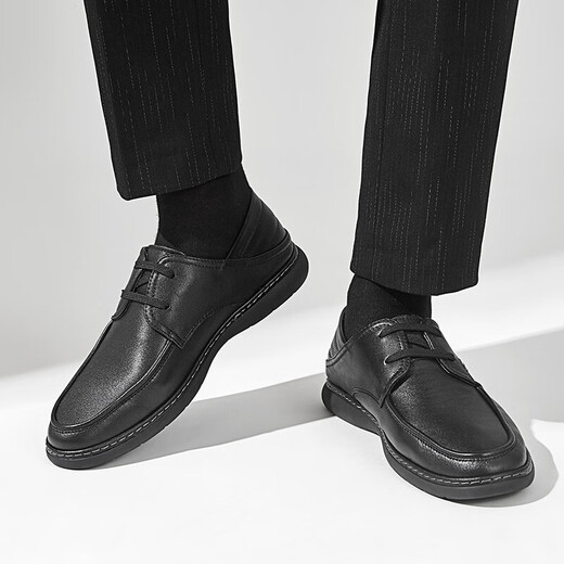 Aokang official men's shoes men's versatile business casual leather shoes fashionable genuine leather comfortable soft sole men's single shoes work shoes black 1253214046B 40 250mm