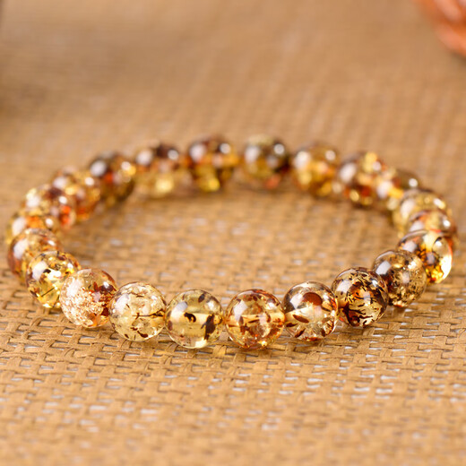 Wanjun natural amber, red flower, gold and amber Buddha beads bracelet, high purity water beads diameter 8.5mm, factory direct supply with certificate