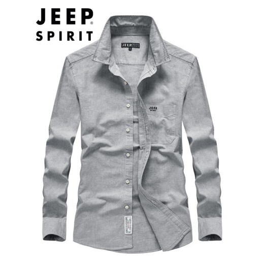 JEEP Jeep long-sleeved shirt men's 2021 spring and autumn new men's solid color slim shirt men's business casual Oxford top gray XL/140Jin[Jin equals 0.5kg]-160Jin[Jin equals 0.5kg]