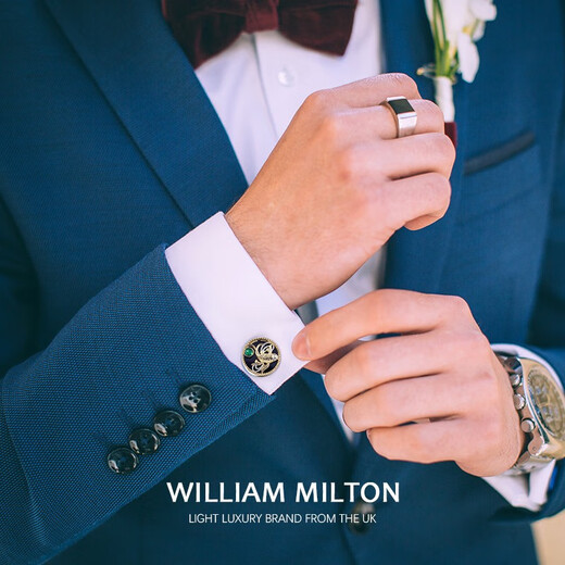 WILLIAM MILTON Limited Edition Fish and Bird Love Embossed Cufflinks Men's Suit High-end Customized Cuff Buttons High-end Cuff Pins Gift Box Fish and Bird Love