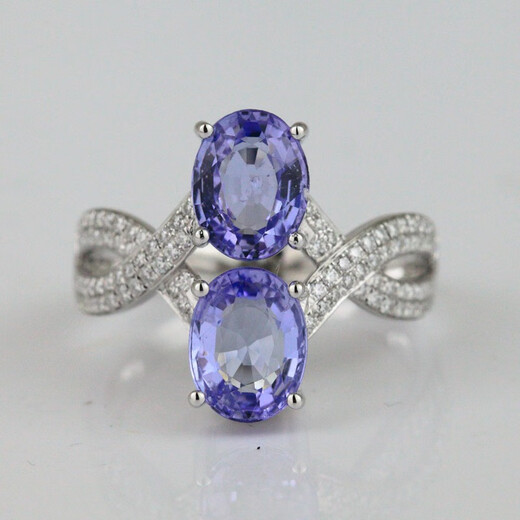 TIYA Colorful Blue Tanzanite Ring No. 13, 9K Gold Blue Tanzanite Double Tanzanite Ring R9KS5