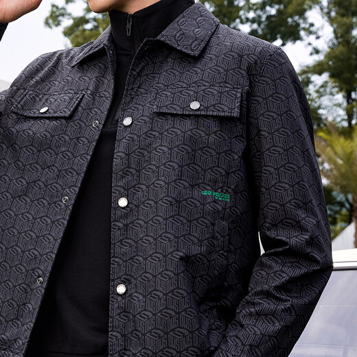 Dances with Wolves Palace Culture Co-branded Jacket Men's Casual Lapel Allover Printed Men's Jacket 001 Black 175