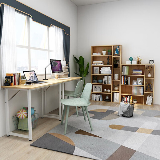 Haishi Shengbao computer desk desk widened desktop home modern simple simple writing desk LY-1049W yellow pear wood color 60*40CM