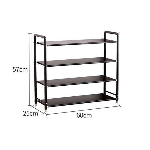 Anya shoe rack door multi-layer storage rack dormitory metal storage rack rental home multi-functional 4-layer black
