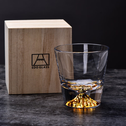 Japan's Mount Fuji heat-resistant crystal glass handmade whiskey cup couple cup gift box set Mount Fuji cup two gift box