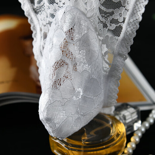 Long Night Sexy Panties Men's Sexy Lace Panties Stockings Shorts Sexy Thong Goddess Breathable White Oily-Ball Thong L Size 115-145Jin Jin is equal to 0.5 kg