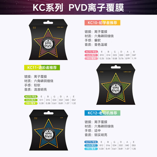 Road Dog Guitar Strings Complete Set of 6 Folk Acoustic Guitar Strings Set KC11 PVD Coated-Comfortable Feel 11-52