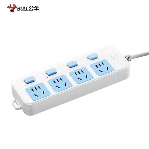 BULL socket 4-position with child protection door independent switching power supply sub-control new national standard socket/socket board/socket strip/socket strip/terminal board/pull line board four-position sub-control - total length 1.8 meters (GN-315)