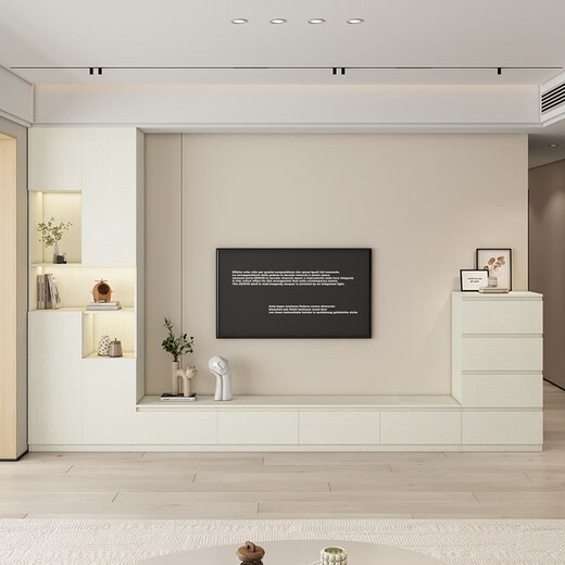 Gugezhijia whole house customized L-shaped floor-to-ceiling TV cabinet living room side cabinet modern simple storage storage cabinet integrated four-five drawer cabinet 2.4 meters long * 0.35 meters high (4 drawers TV cabinet) 18MM thickened whole cabinet ENF grade maternal and child use