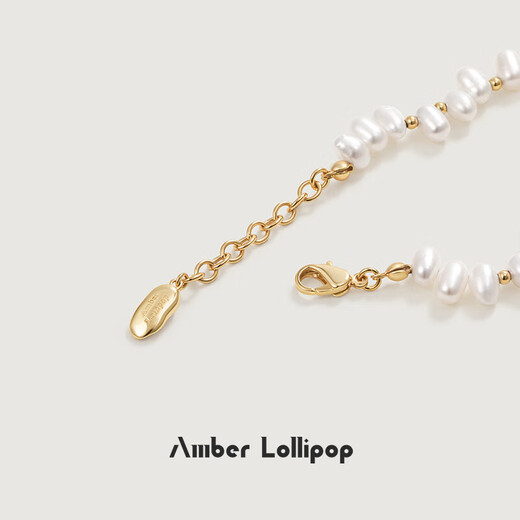 Amber Lollipop Freshwater Pearl Bracelet Women's Niche High-end Bracelet Jewelry Anniversary Birthday Gift for Girlfriend and Wife Gold-Polaris