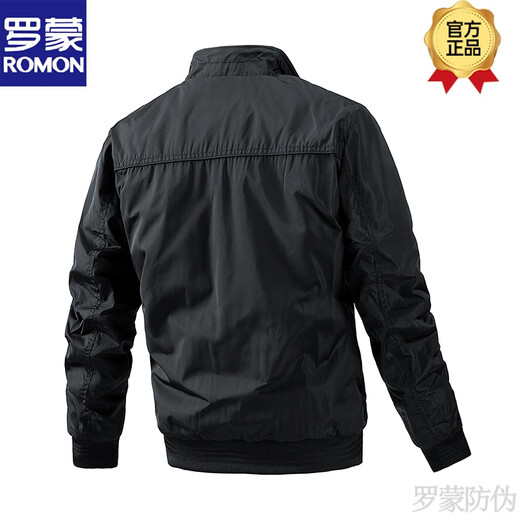 ROMON jacket men's spring thin 2025 new trend spring and autumn cotton handsome casual black top outer black quilted 3XL 175-190Jin Jin is equal to 0.5 kg