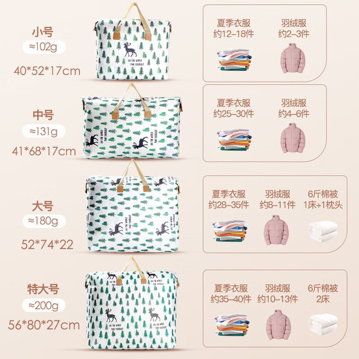 SPENG quilt storage bag non-woven moving packing bag thickened waterproof luggage extra large clothes storage woven bag small tree storage bag 4-piece set