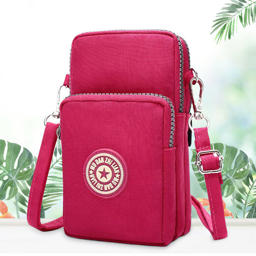 QUEEN TRIP 2022 new mobile phone bag Korean style canvas shoulder bag diagonal nylon coin purse outdoor running bag sports arm bag sky blue