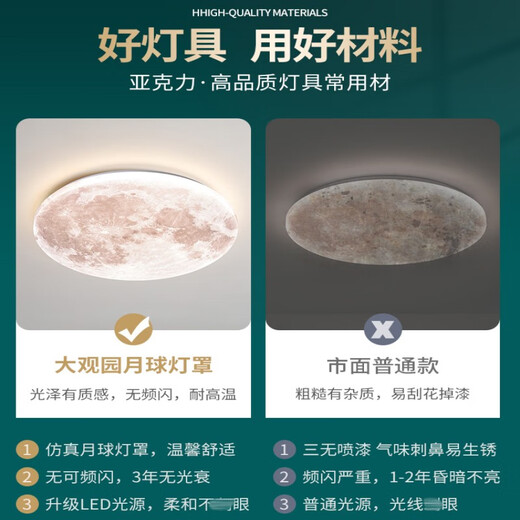 大观园（DGY）智能护眼灯月球吸顶灯简约卧室书房灯人体感应家居阳台玄关灯125O 9900-26cm-白光-过道/阳台/玄关