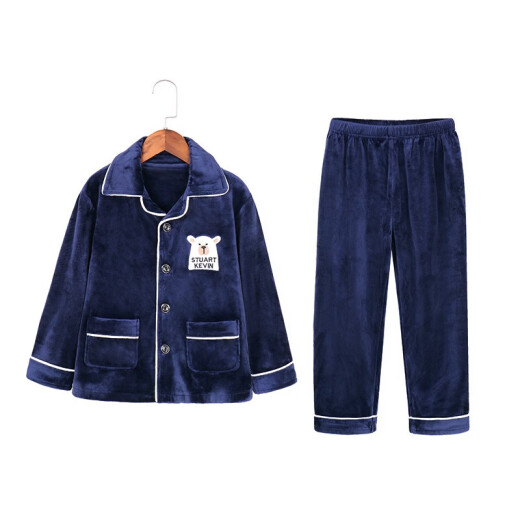 Youpin fairy tale boys' pajamas autumn and winter new medium and large children's Farai velvet children's home clothes girls island velvet plus velvet thickened trendy navy 160 size - recommended height 150cm