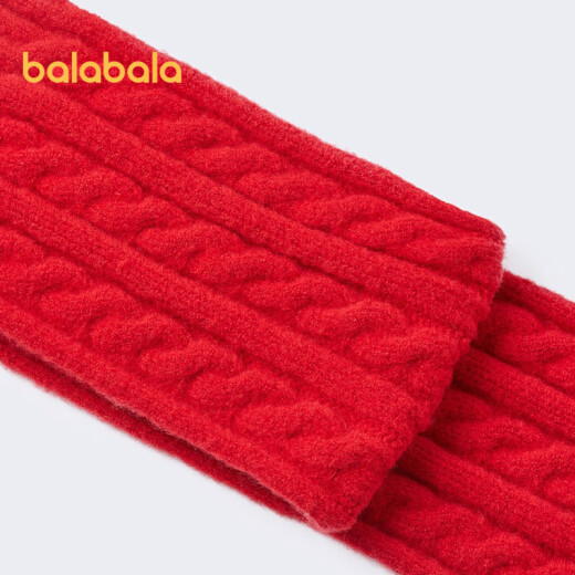 Balabala children's scarf boys and girls new winter unique fabric cute warm knitted red tone 0166110cm