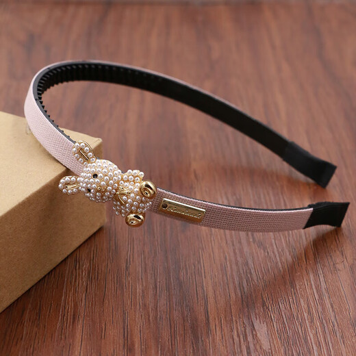 Rongxia children's hairband cute imitation pearl bunny hair accessories girls hairpin student non-slip headband girl headband princess bunny black
