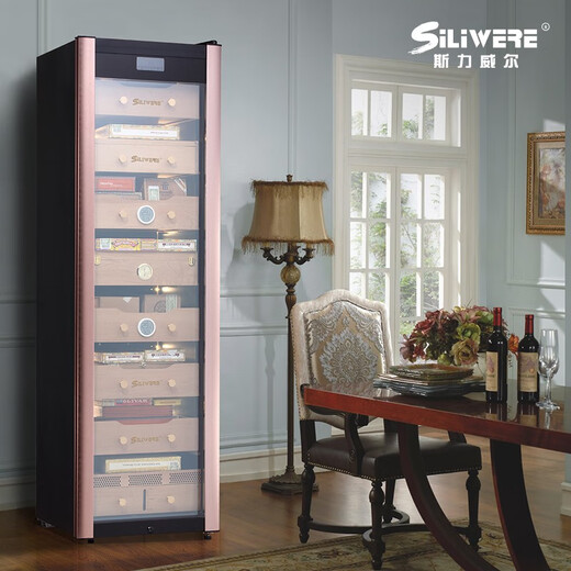 SILIWERE Cigar Cabinet Constant Temperature and Humidity Cigar Cabinet Cigar Cabinet Home Customized Solid Wood Cigar Cabinet Cigar Room 1650H LCD WIFI Premium Edition 165L Constant Temperature and Humidity