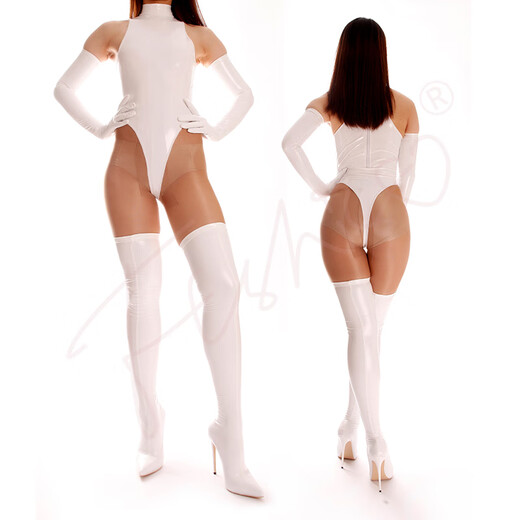 Ftshist sexy plus size cross-dressing mirror high gloss patent leather latex ammonia 12cm super high stiletto heel pointed toe over-the-knee socks boots red 43