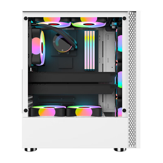 玩嘉 铠甲皮卡丘电脑机箱ATX玻璃侧透电竞游戏matx炫酷网吧主机箱（支持120/240冷排） 铠甲白色+6极光风扇