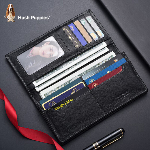 Hush Welpen Herren Brieftasche echte Ledermode Langer Brieftasche Multi-Karten-Multifunktions-Brieftasche Geburtstagsgeschenk rote Geschenkbox