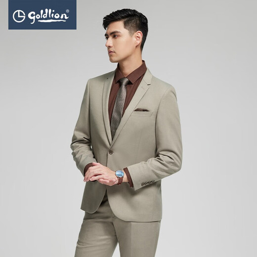 Goldlion Contains Wool Seasonal Men's Suit Suit Casual Wedding Formal Business Suit (Select by Size) 37 Light Khaki 48 B Suit