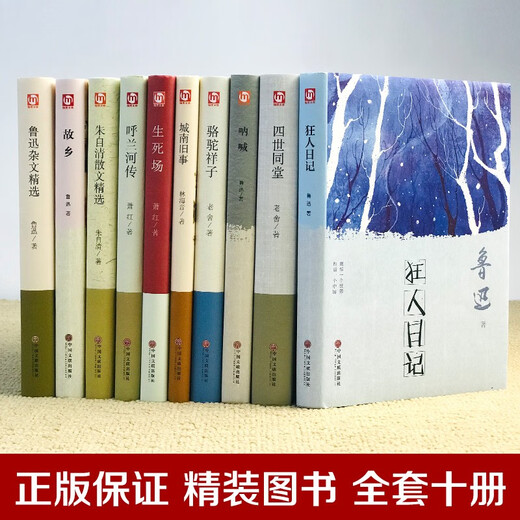Top Ten Chinese Classics (set of 10 volumes, hardcover edition) Chinese Classic Literature Selected Essays by Lu Xun + Biography of the Hulan River + Selected Prose by Zhu Ziqing + Four Generations Under One Roof + Camel Xiangzi + Scream + Old Things in the South of the City + Field of Life and Death + Hometown + Diary of a Madman