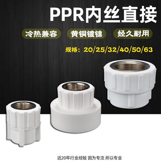 PPR copper inner wire direct reduction adapter PPR water supply pipe hot melt pipe accessories 4 minutes 206 minutes 25 75PPR to 2.5 inch inner wire direct
