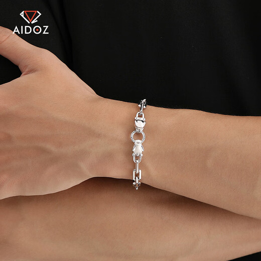 Aido Diamond pt950 platinum bracelet for men, elegant platinum double leopard head bracelet, cross chain body, domineering bracelet (customized) 16-18 grams, length 17-23cm