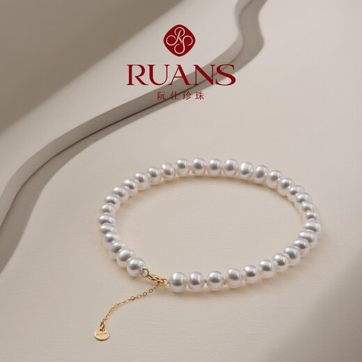Ruan S (Ruan S) 18k gold freshwater small pearl bracelet, sweet honey pearl jewelry for women to give to their girlfriends as birthday gifts, simple style 18k gold-gold/approx. 5-6mm/approx. 17+2cm