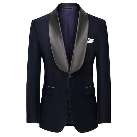 ROMON Light luxury gentleman gold velvet suit male host wedding tuxedo groom suit men's art exam evening dress black lapel suit + vest + shirt + pants 2XL