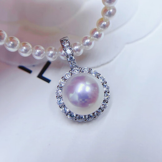 Tingbai extremely bright freshwater pearl S925 silver sunflower pendant full of diamonds dual-purpose universal buckle open pendant for women pendant + silver chain