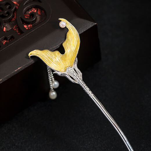 Meng Junchen, I will have you for the rest of my life, mermaid hairpin for women, silver imitation pearl tassel, ancient style cheongsam, new Chinese style hairpin, I will have you for the rest of my life, 925 silver