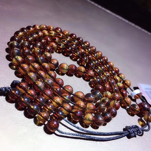 Moshe Dominican red and blue amber bracelet, blood amber 3A water purification beads, sweater chain, Mexican amber, beeswax necklace (6mm) red and blue amber 108 beads