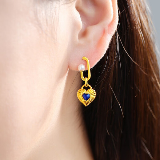 Chiba Jewelry 18k gold pendant Ocean Blue Heart - Small Shaoqing craftsmanship fashionable and simple new style for girlfriend birthday gift 18k gold pendant