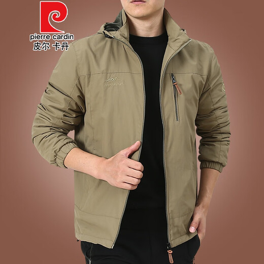 皮尔卡丹户外男士夹克秋冬季2020新款中年男装秋装上衣服加绒外套男春秋厚 9898[黑色]加薄绒可卸帽 2XL 185规格(165斤左右)