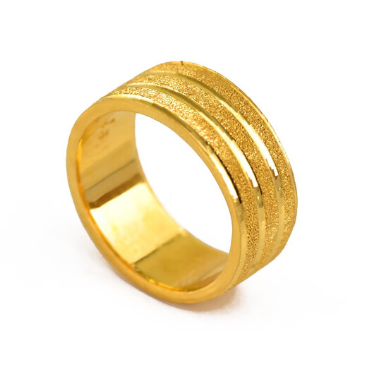 Qian Xinrui gold ring new fashion pure gold 999 frosted couple ring closed ring simple tail ring private customization 10g 8mm face width 18