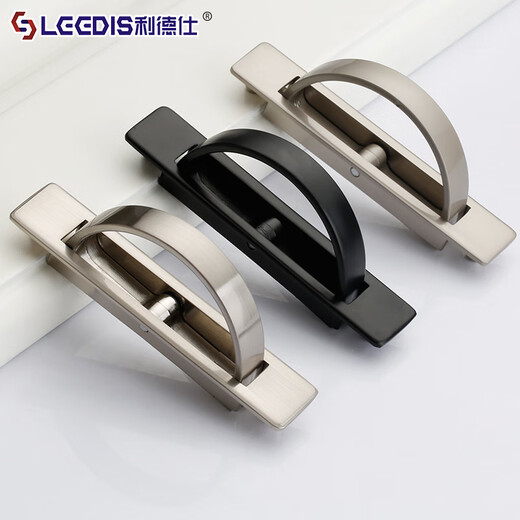 利德仕榻榻米拉手现代简约隐形门拉手嵌入式隐形暗拉手柜门把手 镍拉丝6187-85孔距（含贴片）