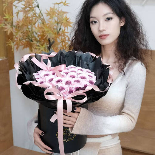 Roselita plum jam rose bouquet soap flower non-flowers Valentine's Day birthday gift wedding anniversary gift to girlfriend