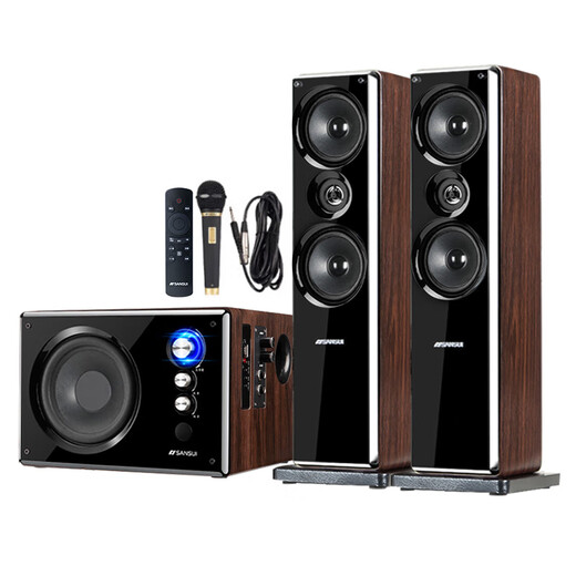SANSUI 80B Heim-Bluetooth-Audio Heim-Surround-Theater-TV-Projektor Subwoofer Karaoke-Set Drei-Wege-Wohnzimmer Schlaggesang Multimedia-Desktop-Computer-Lautsprecher 80B verbesserte und erhöhte Version + kabelgebundenes Mikrofon