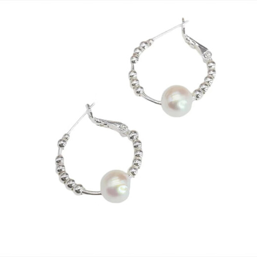 Old silversmith light luxury pearl broken silver hoop earrings 925 silver needle-like temperament earrings and ear buckles to show face and slim ear jewelry broken silver pearl earrings