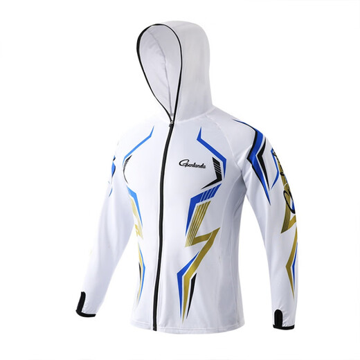 SENLANDA fishing sun protection clothing men's ice silk summer anti-mosquito breathable quick-drying hooded sea fishing fishing clothing with custom printing white S code 90-115 Jin Jin equals 0.5 kg