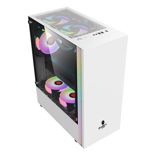 玩嘉 铠甲皮卡丘电脑机箱ATX玻璃侧透电竞游戏matx炫酷网吧主机箱（支持120/240冷排） 铠甲白色+6极光风扇