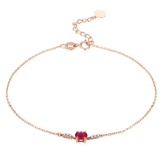 Tingliang Natural Ruby Bracelet Colorful 18K Gold Inlaid Diamond Fashion Wristband for Lover Ready in Stock (15.5-18cm)