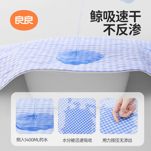 良良 婴儿隔尿垫儿童麻棉隔尿垫标准大号透气防水送礼礼盒 【乐优蓝·2条装】45*35cm 麻棉
