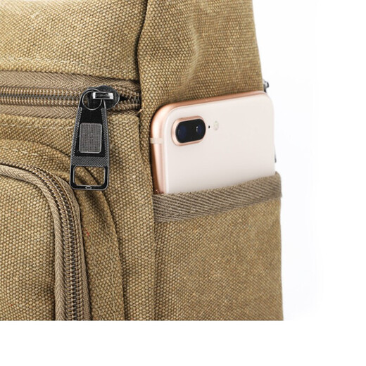 Harvest Electrician Bag Tool Bag Canvas Bag Shoulder Crossbody Bag Multifunctional Thickened Heavy Duty Wear-Resistant Repair Kit Plumber Electrician Large Thickened One Shoulder Canvas Horizontal Zipper Brown